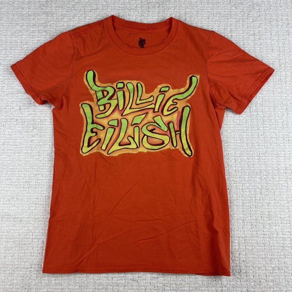 2019 Billie Eilish Graffiti Spell Out Graphic Orange Shirt XS Merch